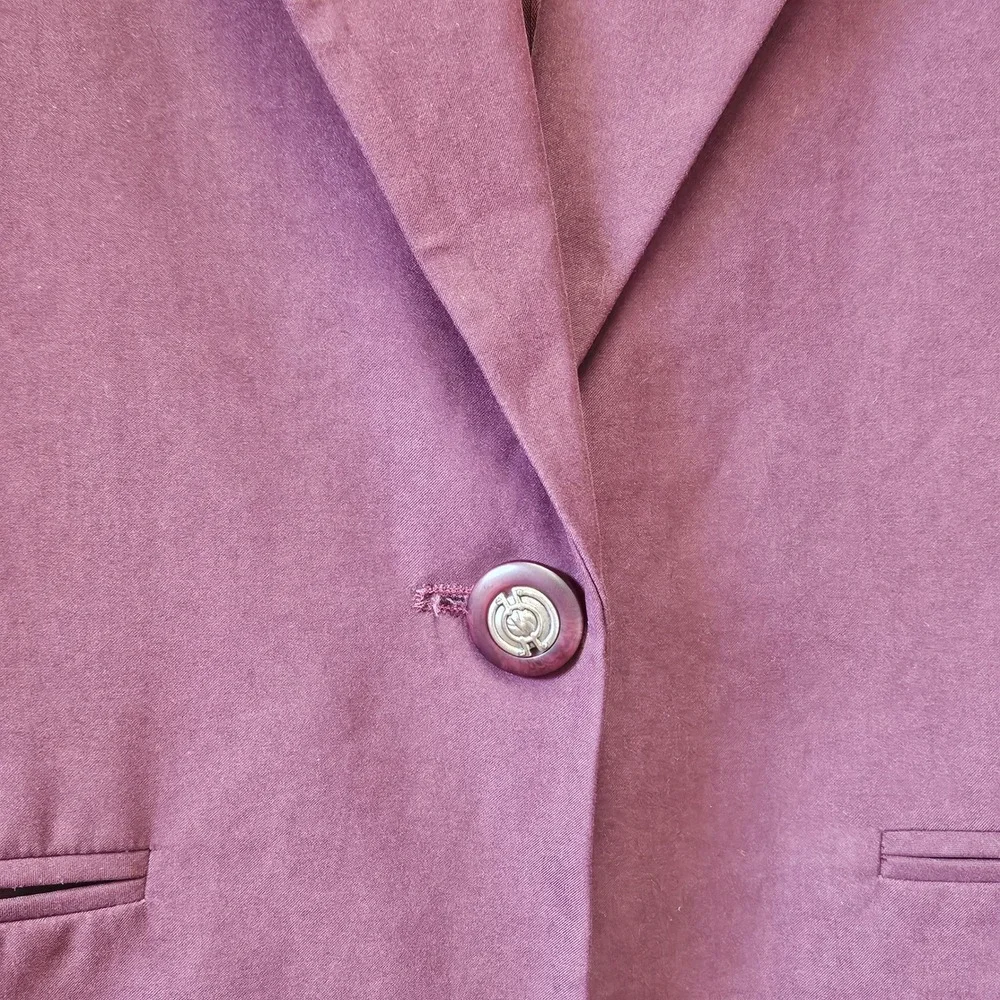 Vintage 90s Mark Alan Women's Burgundy Single Button Notched Lapel Blazer Size 8